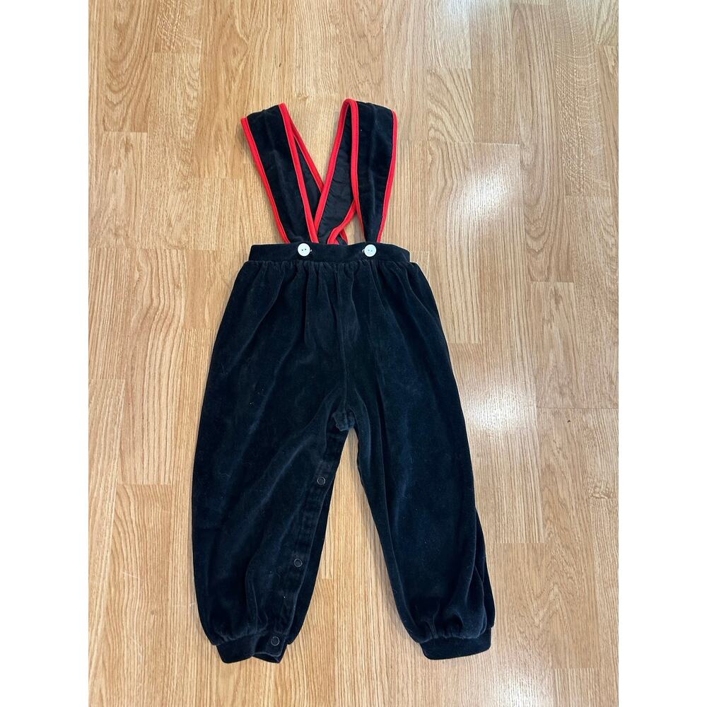 Vintage Baby Dior Black Velvet Overalls, Size 24 Month